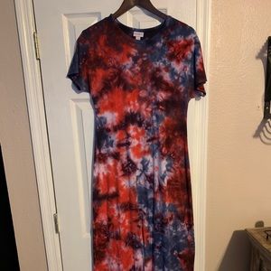LuLaRoe XXS Red White and Blue Tye Die Maria Dress